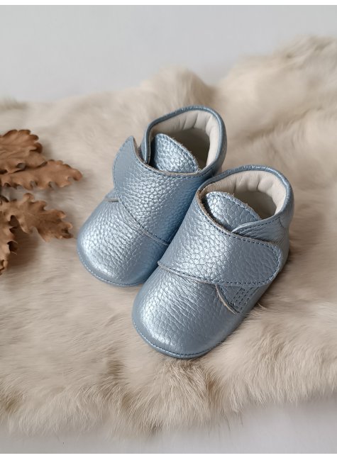 Hakiki Deri Cırt Cırtlı Bebek Botu Bebe Mavi