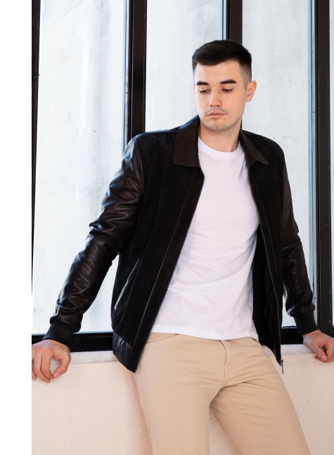 Diego Süet Detaylı Hakiki Deri Ceket