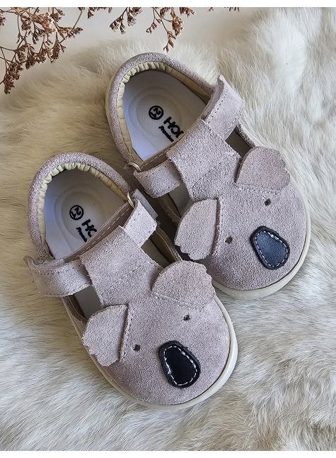 Koala Hakiki Deri Cırt Cırtlı Süet Gri Ortopedik Çocuk Ayakkabı