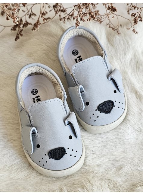 Doggy Hakiki Deri Gri Ortopedik Çocuk Ayakkabı