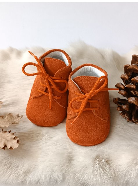 Hakiki Deri Bebek Botu Süet Orange