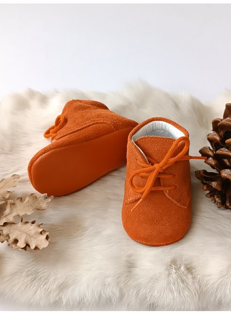 Hakiki Deri Bebek Botu Süet Orange