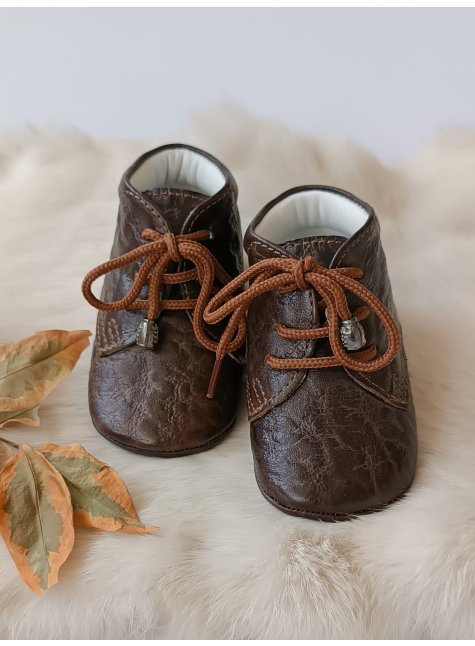 Hakiki Deri Bebek Botu Kabartmalı Kahve