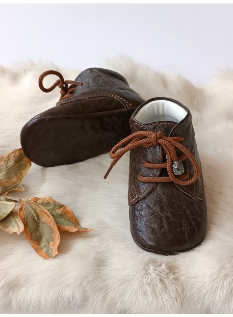 Hakiki Deri Bebek Botu Kabartmalı Kahve