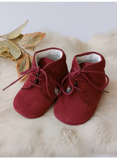Hakiki Deri Bebek Botu Nubuk Bordo