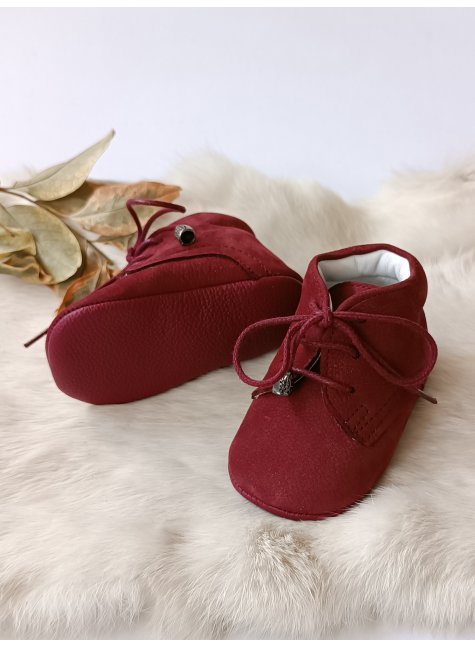 Hakiki Deri Bebek Botu Nubuk Bordo