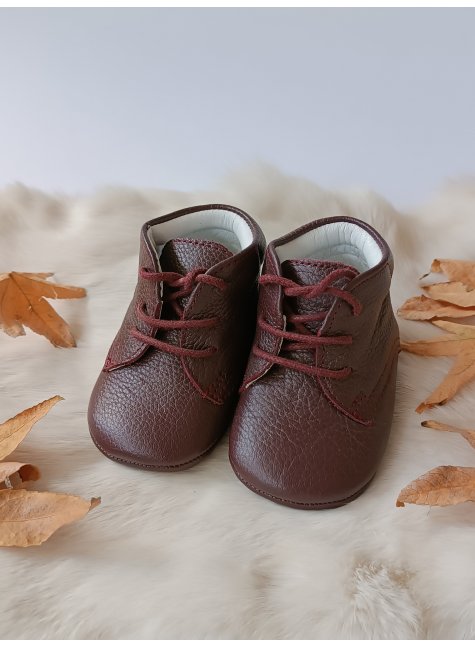 Hakiki Deri Bebek Botu Bordo
