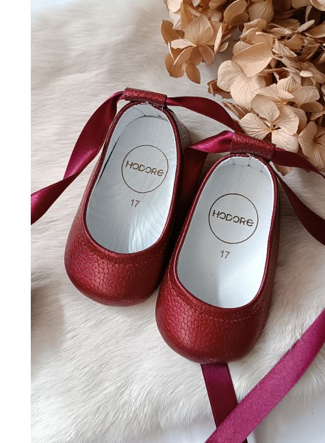 Fiore Sedefli Bordo Hakiki Deri Bebek Babet Makosen
