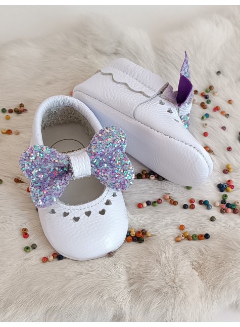 Alice Mor Taşlı Hakiki Deri Bebek Makosen