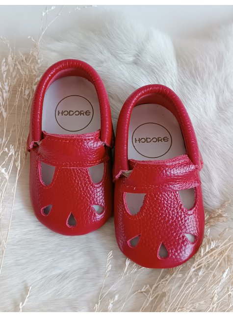 Wizy Kırmızı Hakiki Deri Bebek Patik Makosen