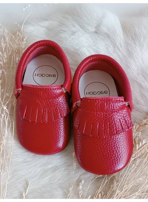 Rocco Kırmızı Hakiki Deri Bebek Patik Makosen
