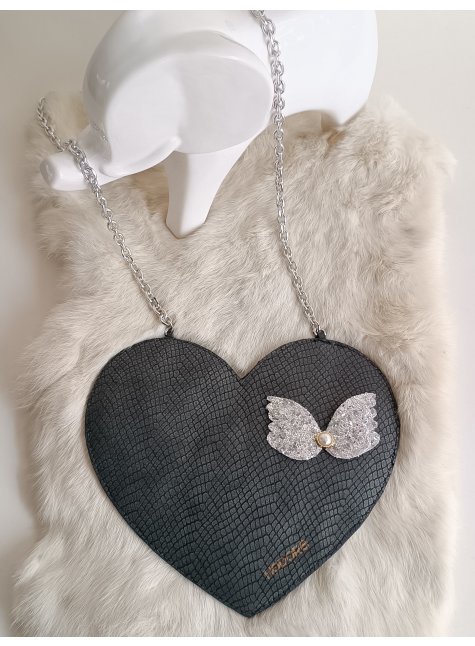 LoveBerry Hakiki Deri Çocuk Çanta Baskılı Gri