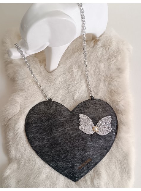 LoveBerry Hakiki Deri Çocuk Çanta Gri Desenli