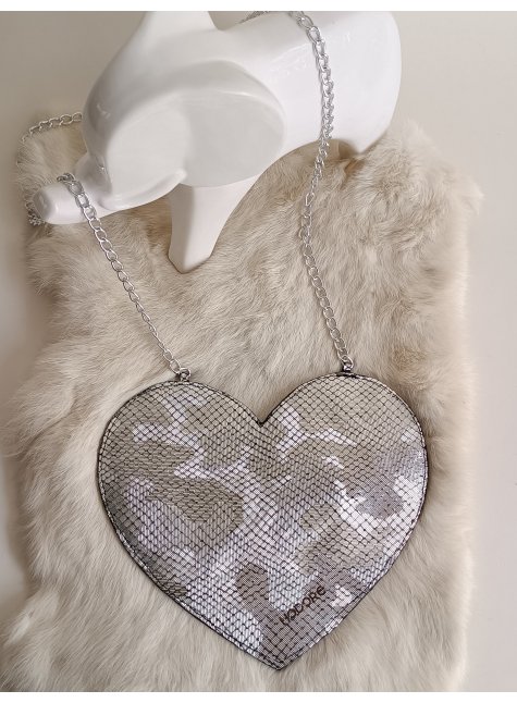 LoveBerry Hakiki Deri Çocuk Çanta Baskılı Gümüş