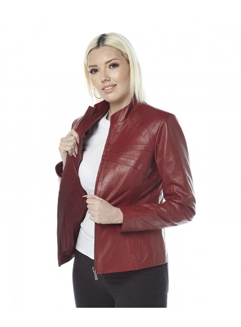 Fleur Kırmızı Deri Ceket