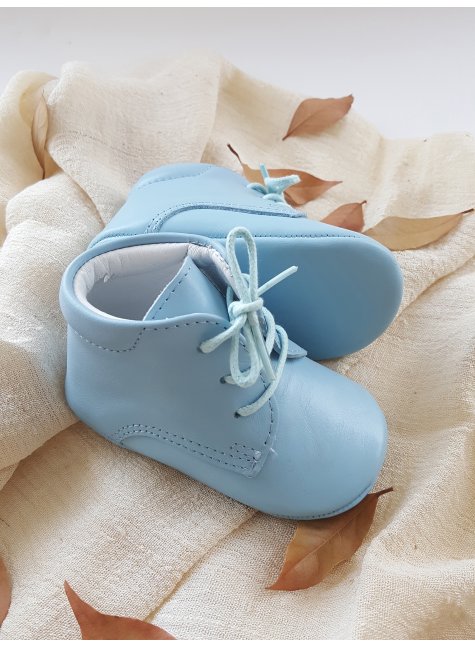 Hakiki Deri Bebek Botu Bebe Mavi